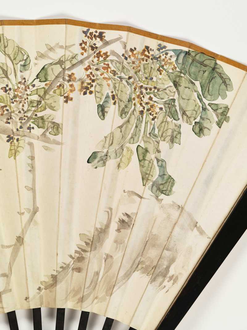 甲申（1944年）、戊戌（1898年）作 郑元素、沙馥等 花鸟成扇两柄 - 图5