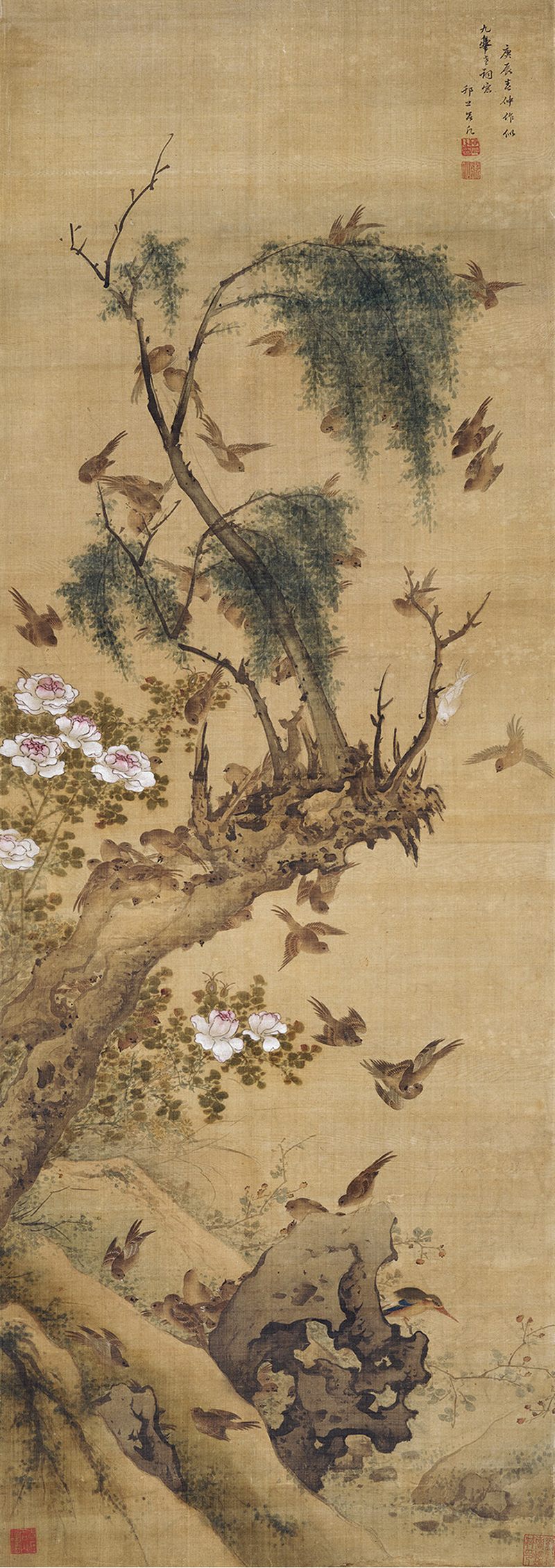 吕亢（款） 百爵一醉图