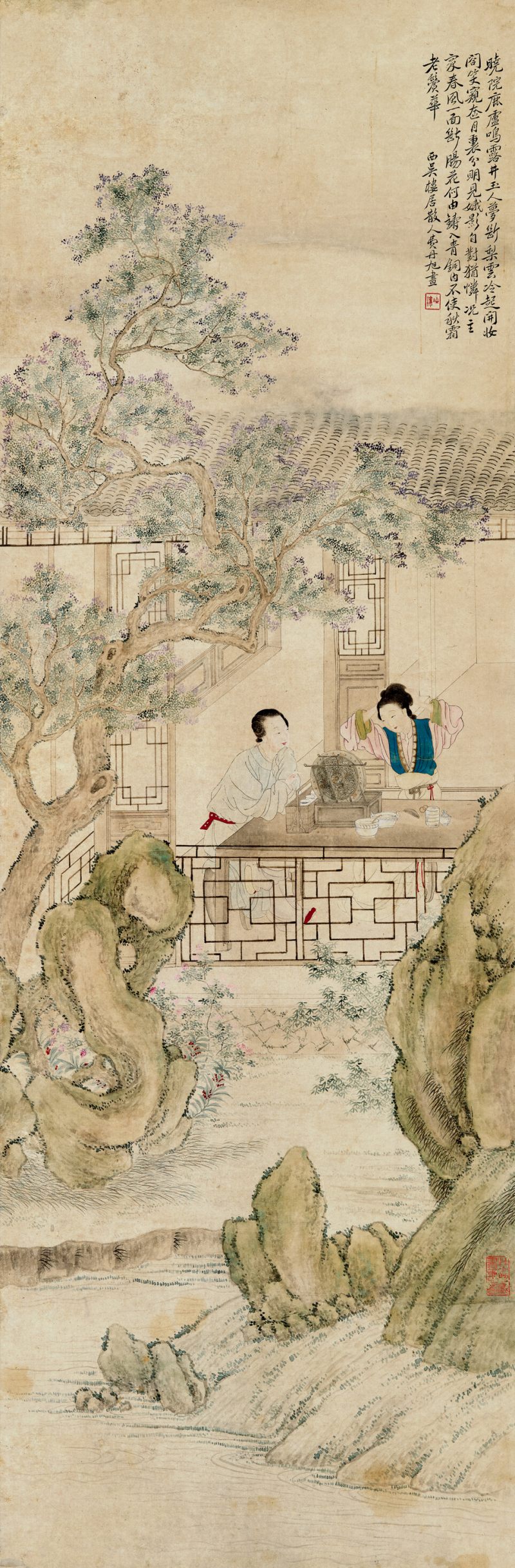 费丹旭 丹桂梳妆图