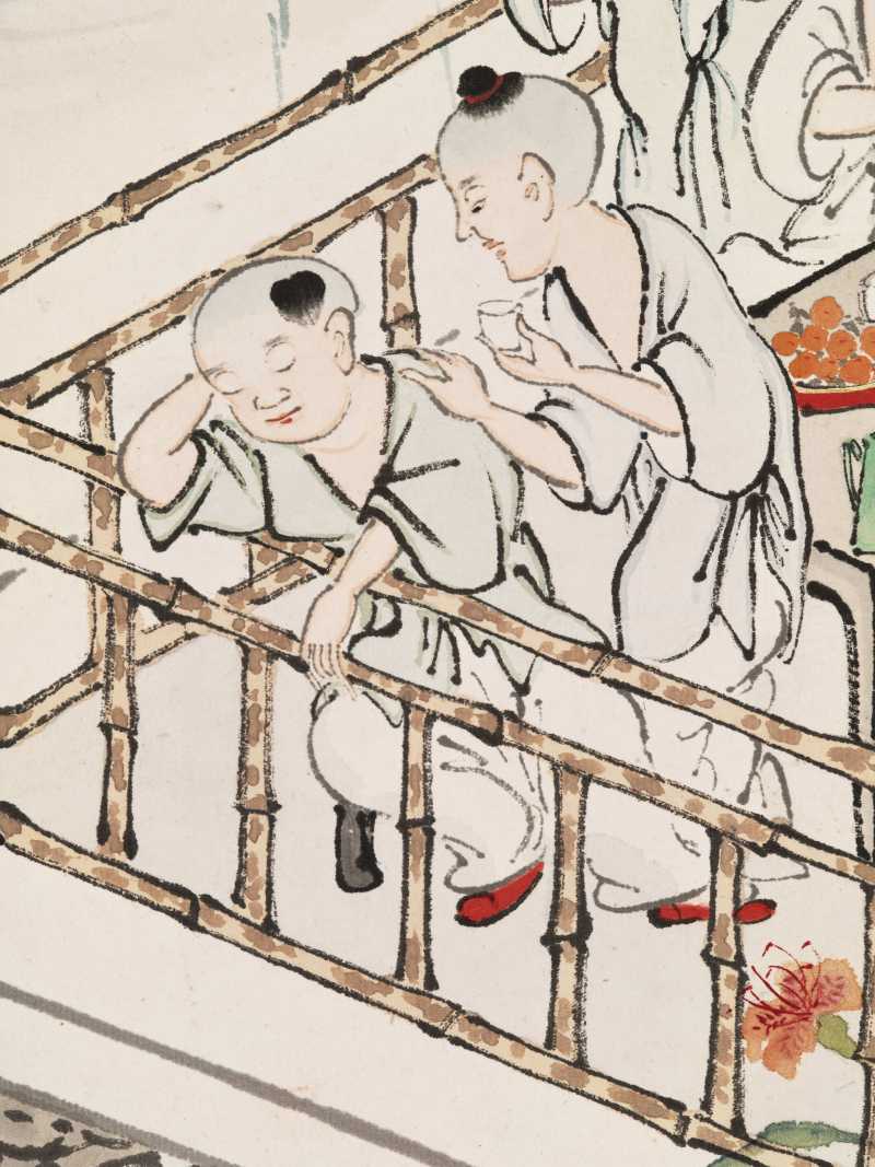 顾让 百子四屏 - 图27