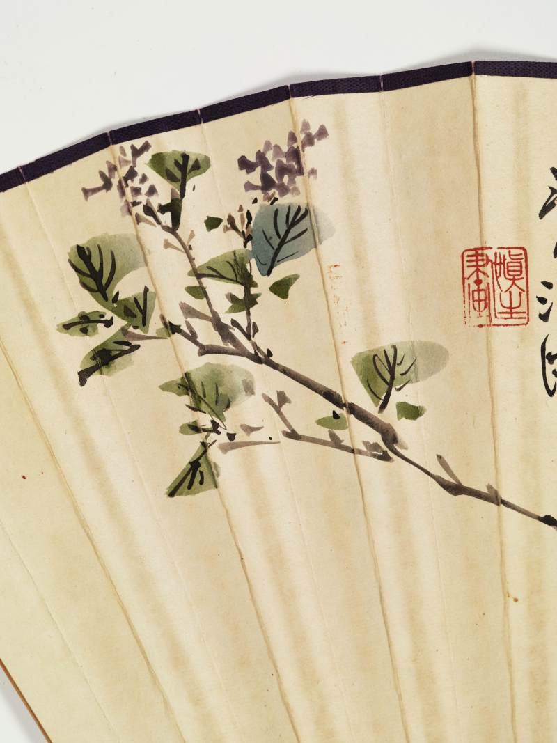 庚辰（1940年）、丁丑（1937年）作 汪溶、金执中、窦以锐、陈半丁 花鸟山水成扇三柄 - 图27