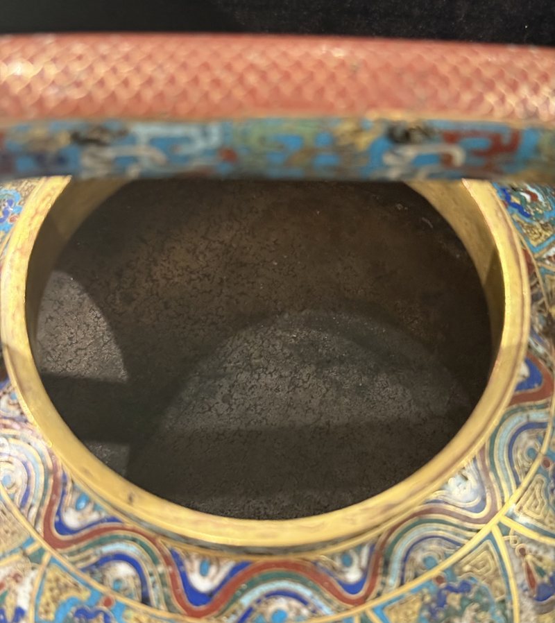 18世紀掐絲琺瑯鳳首提梁盉一對 - 图11