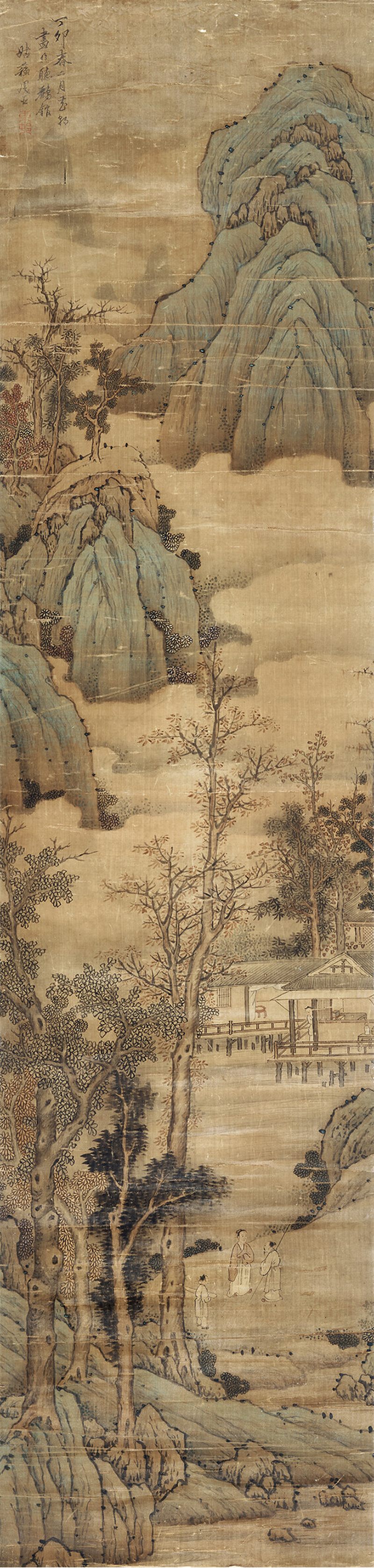 丁卯（1507年）作 周臣（款） 携琴访友