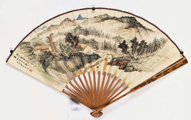 丙子（1936年）、昭阳作噩（1933年）、戊寅（1938年）作 尹绍崑、钱达根、寿玺 山水成扇两柄 - 图23