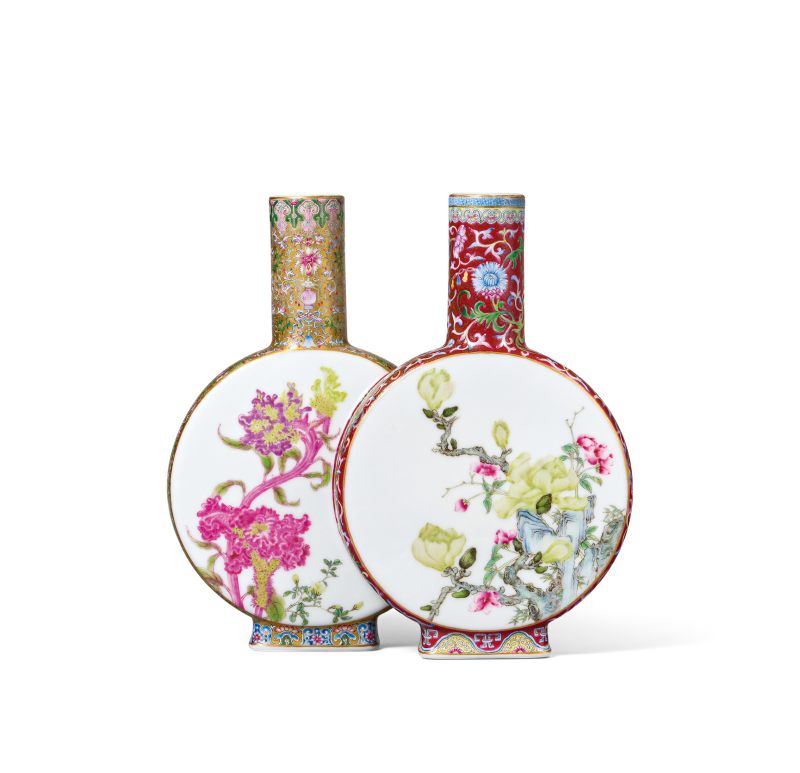 民國 粉彩花卉雙聯瓶 - 图2