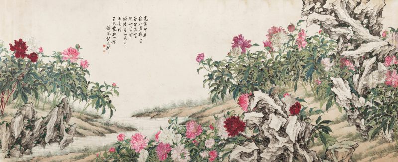 光绪甲辰（1904年）作 张兆祥 牡丹巨幅 - 图1