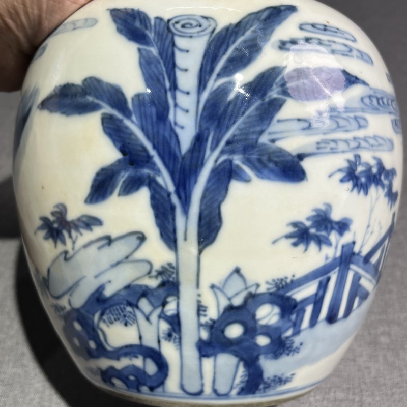 清康熙青花麒麟送子人物罐 - 图7