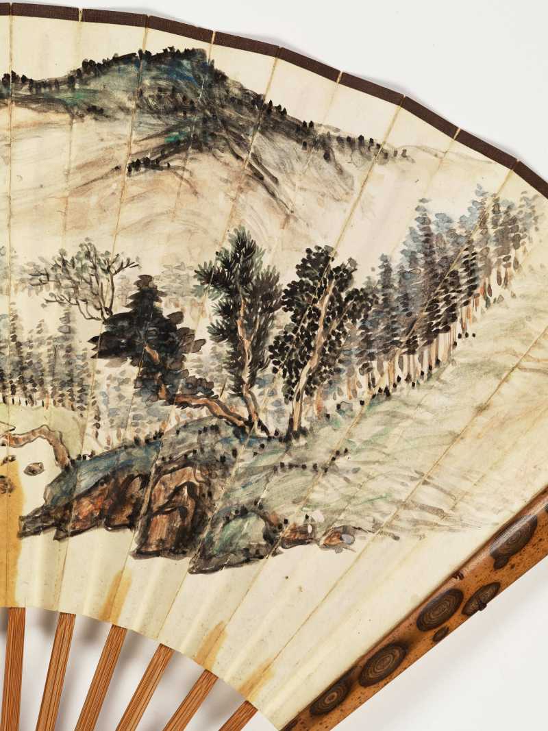 丙子（1936年）、昭阳作噩（1933年）、戊寅（1938年）作 尹绍崑、钱达根、寿玺 山水成扇两柄 - 图25