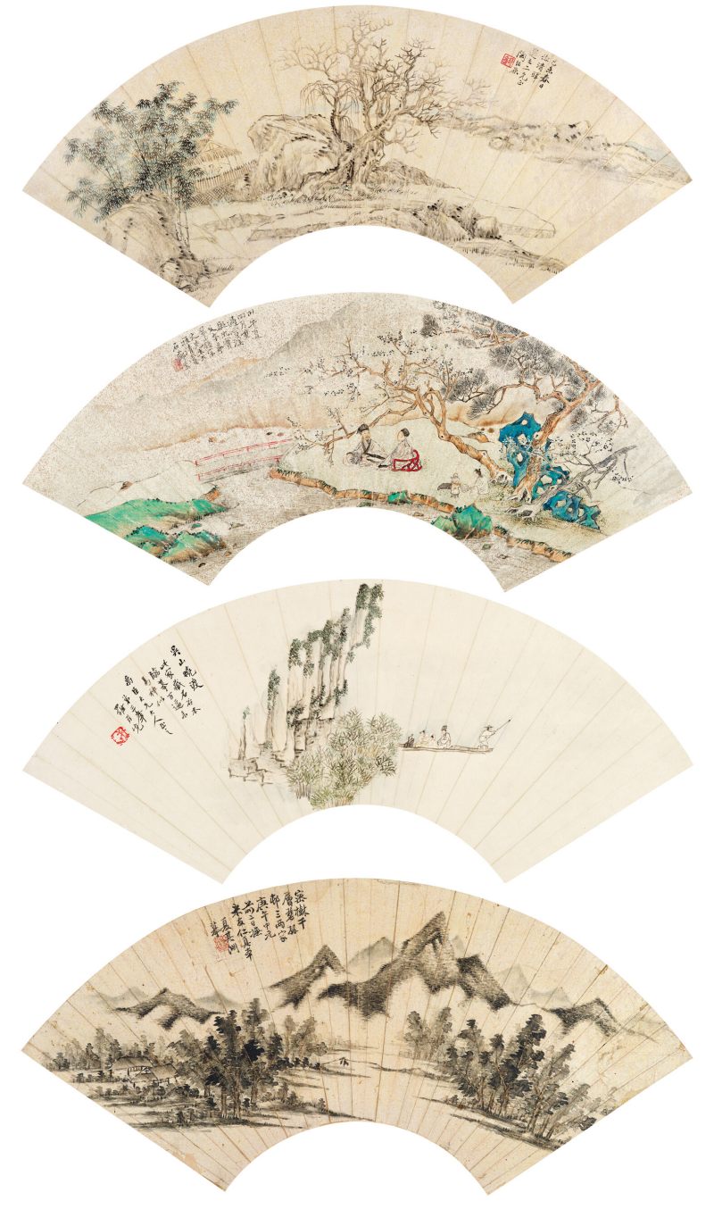 己未（1859年）、丙午（1846年）作 陶绍源、沈荣、罗岸先等 山水四帧 - 图1