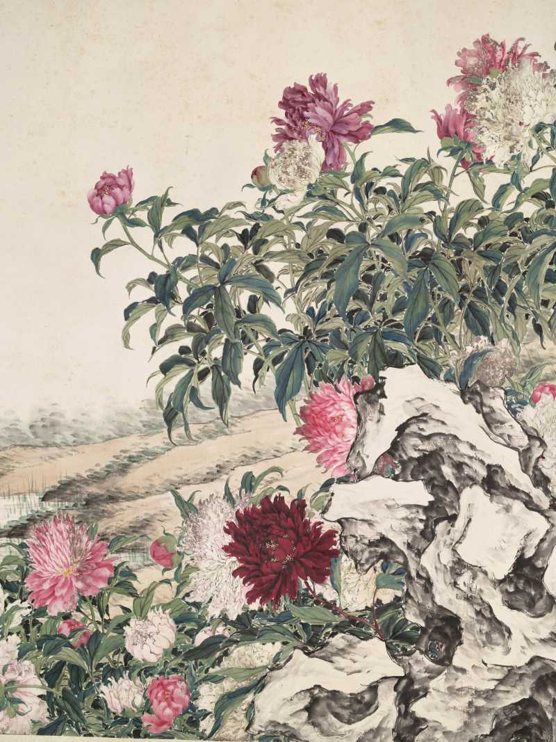 光绪甲辰（1904年）作 张兆祥 牡丹巨幅 - 图3
