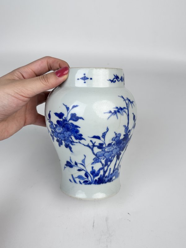 明末清初 明崇祯青花蝶恋花卉莲子罐 - 图3