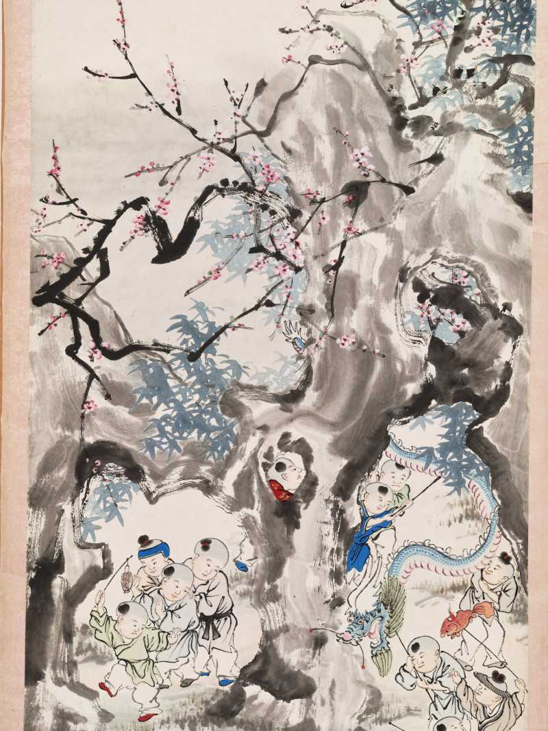 顾让 百子四屏 - 图32