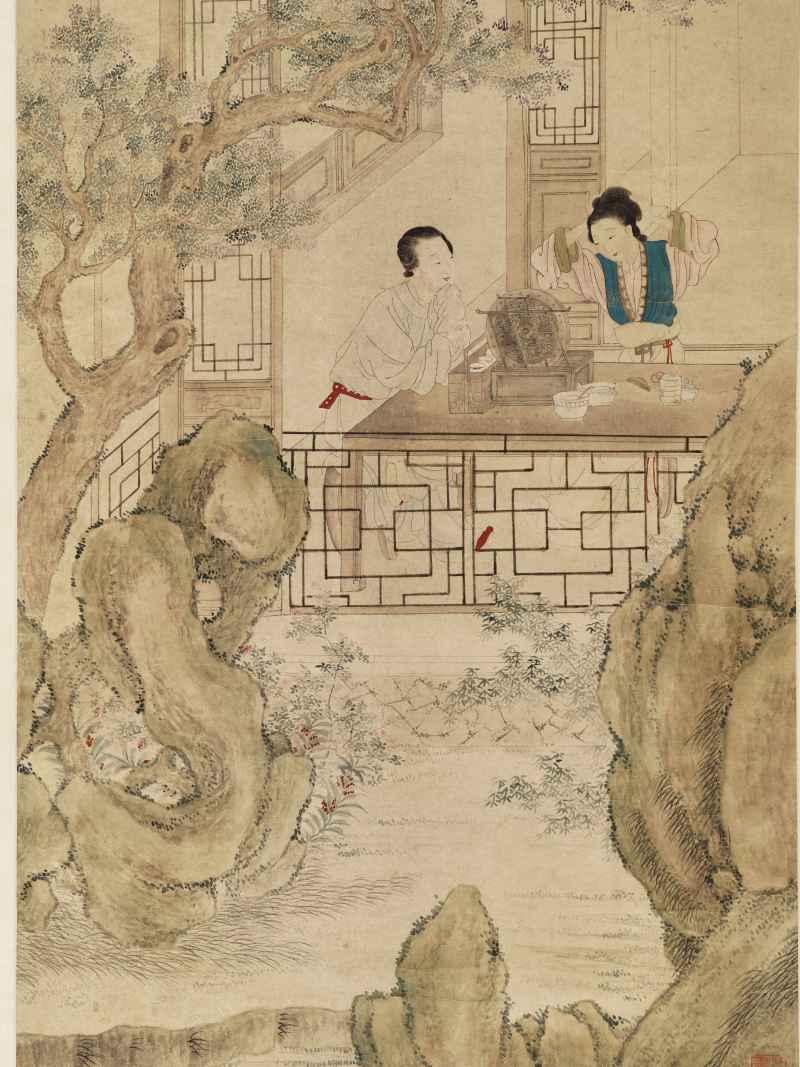 费丹旭 丹桂梳妆图 - 图5