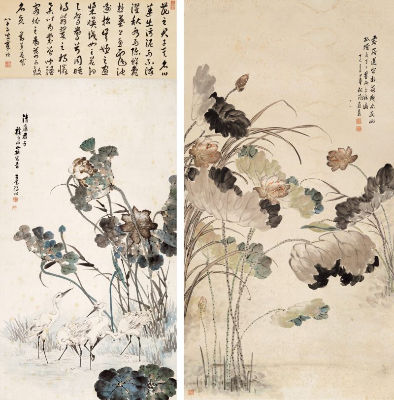 丁巳（1917年）作 孙楷、胡筠 清廉君子、荷花 - 图1