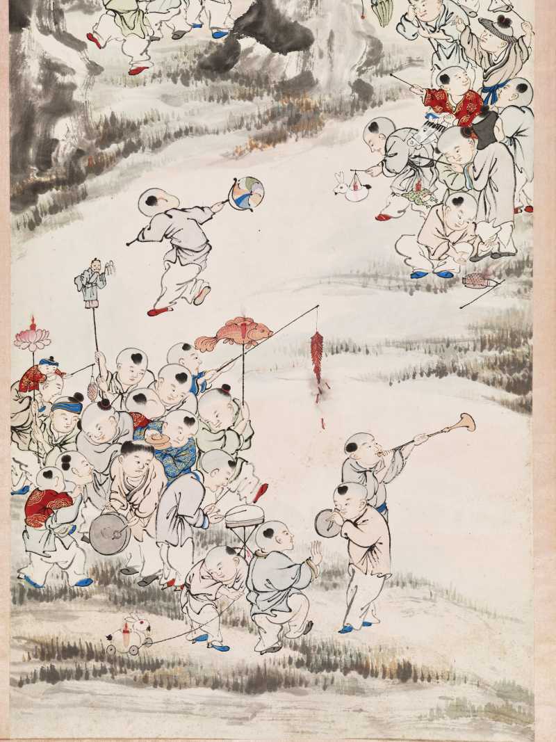 顾让 百子四屏 - 图33