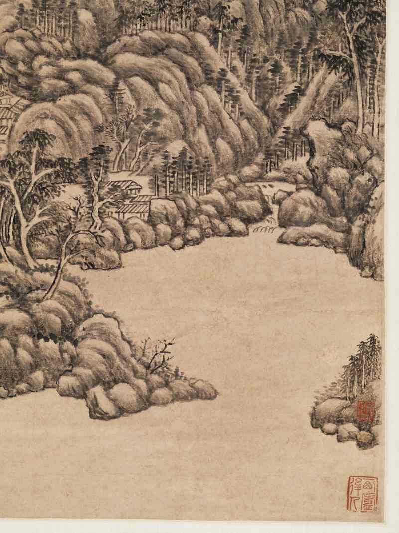 康熙丁亥（1707年）作 王原祁（款） 仿董北苑山水 - 图5