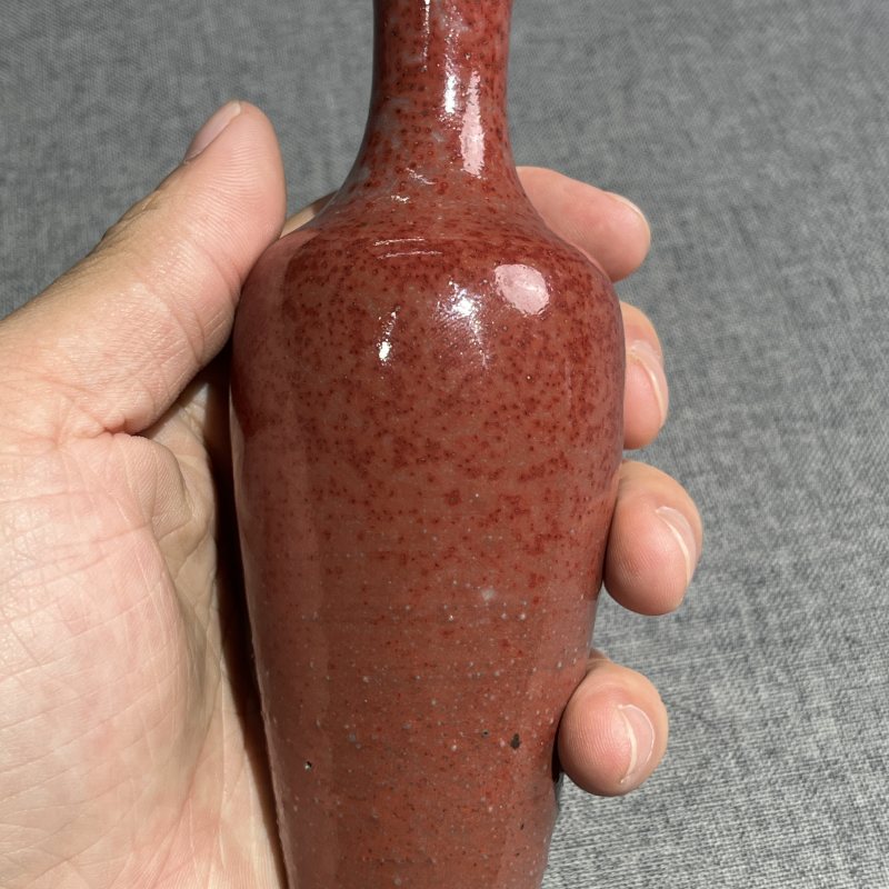 清晚期豇豆红釉柳叶瓶 - 图6