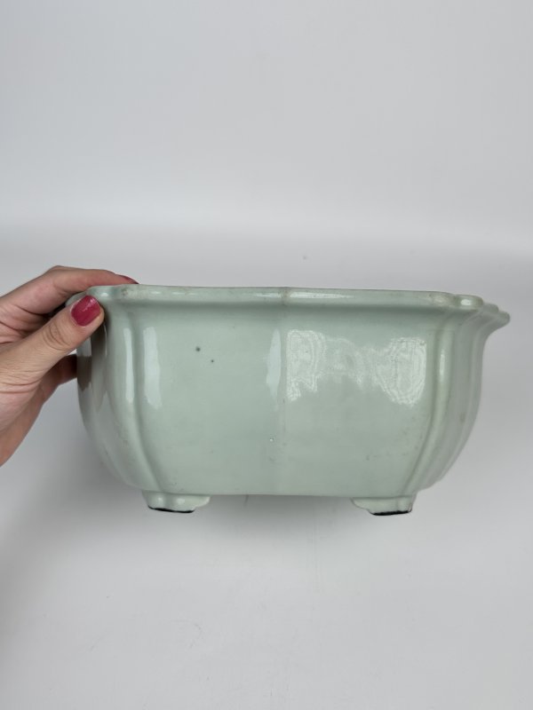 清晚期仿汝釉菱花式盆 - 图3