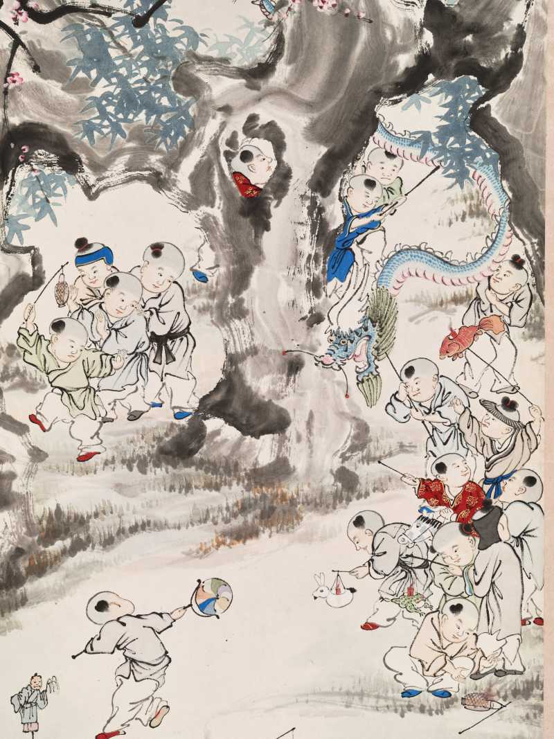 顾让 百子四屏 - 图34