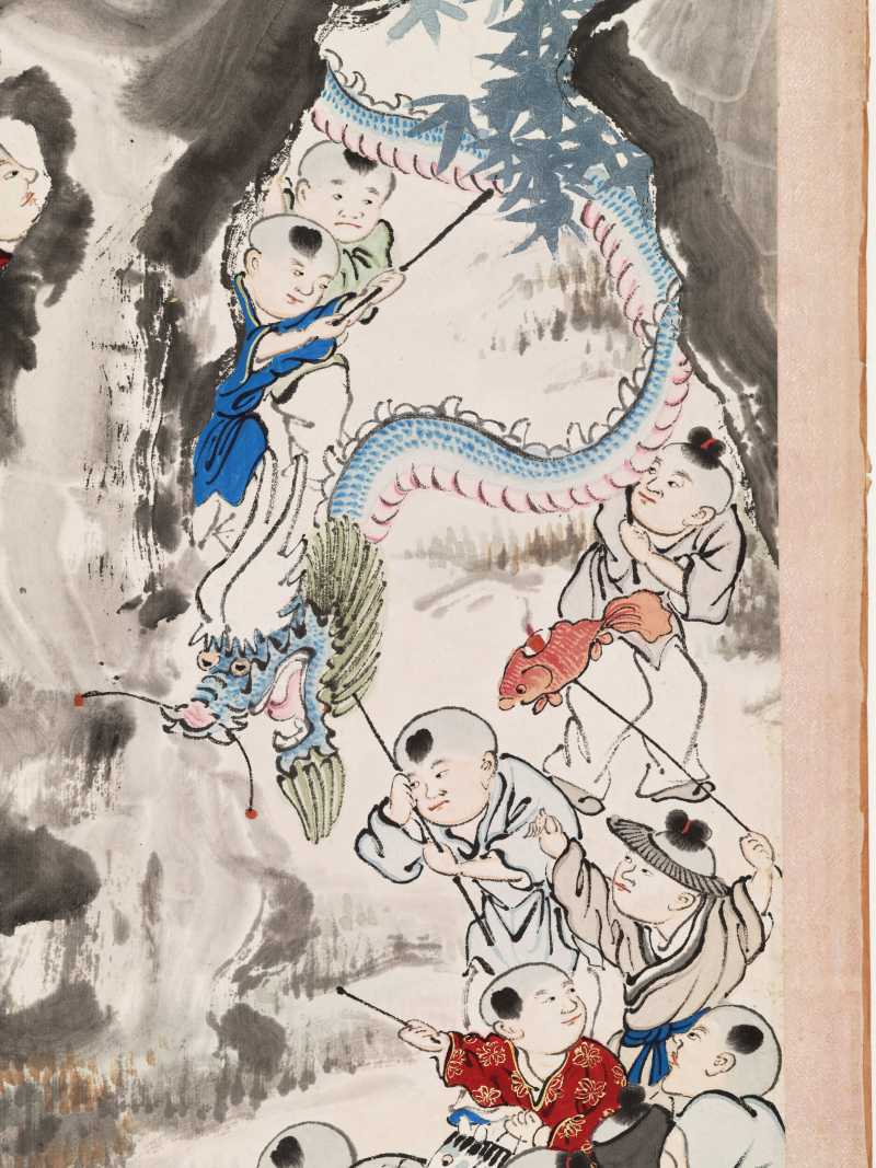 顾让 百子四屏 - 图35