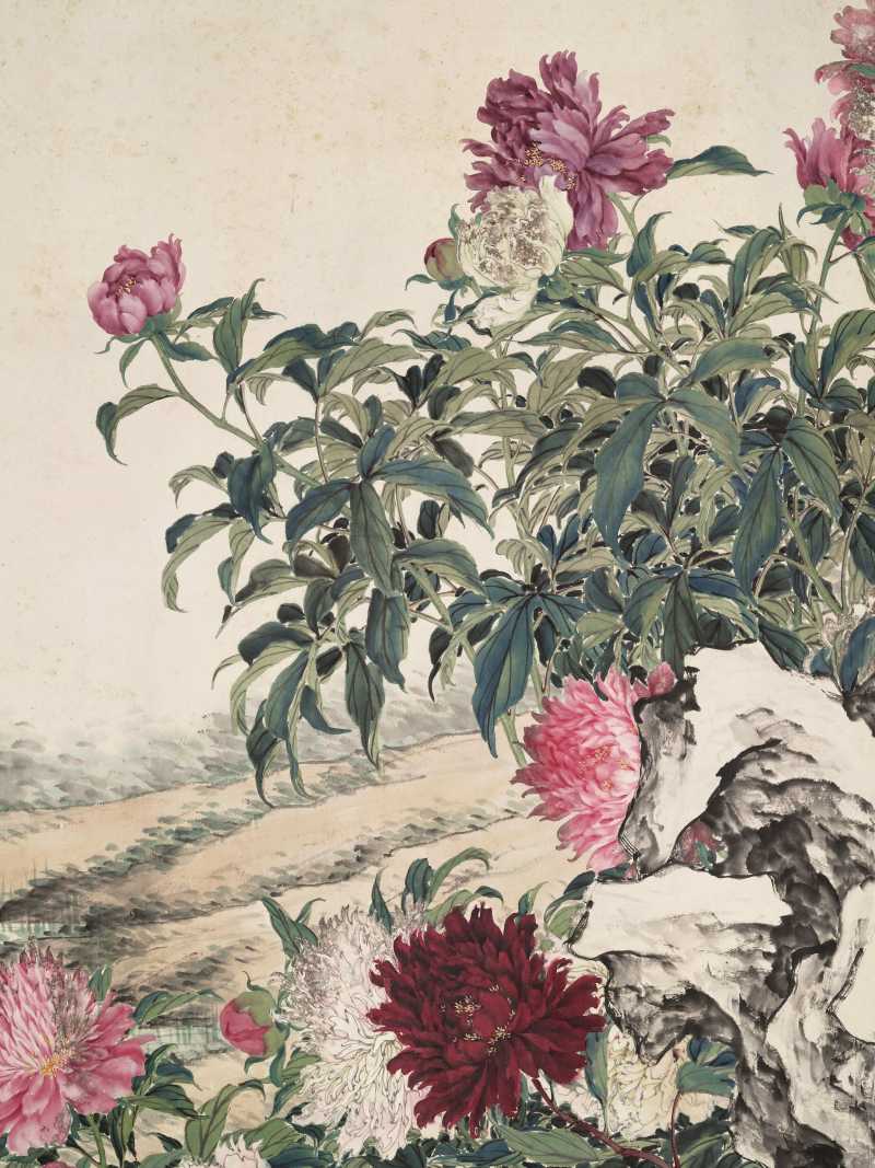 光绪甲辰（1904年）作 张兆祥 牡丹巨幅 - 图7