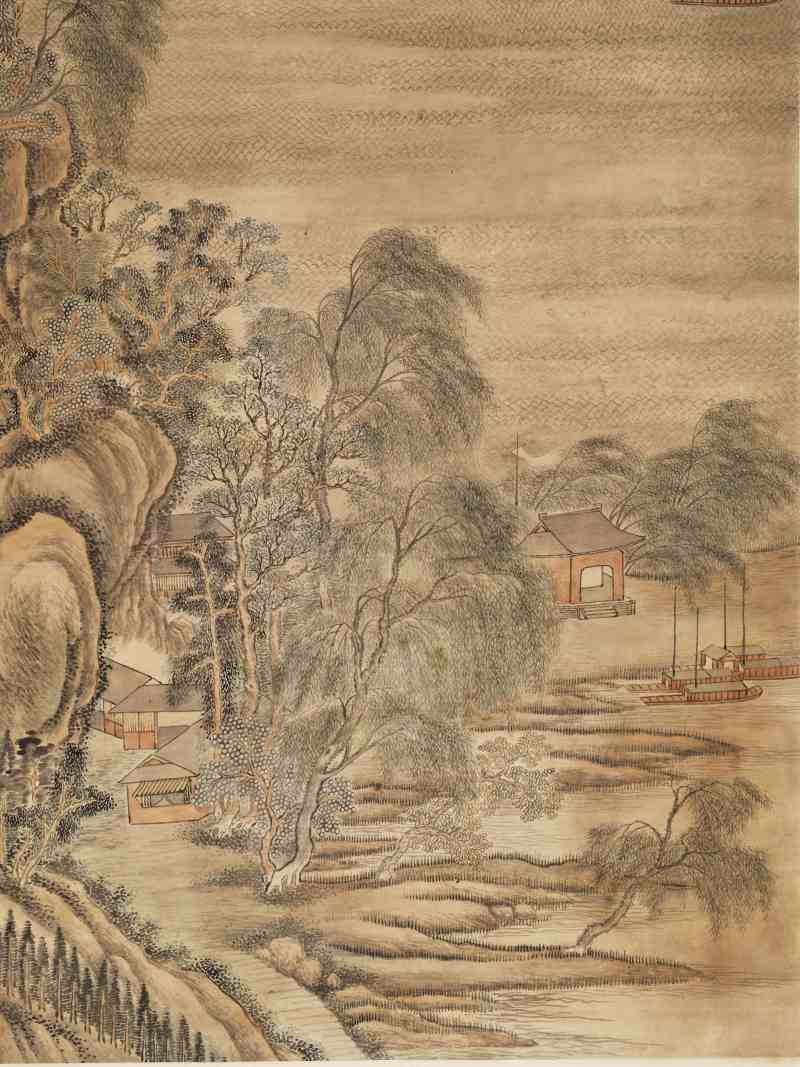 辛未（1751年）作 钱维城（款） 柳岸熏风图 - 图3