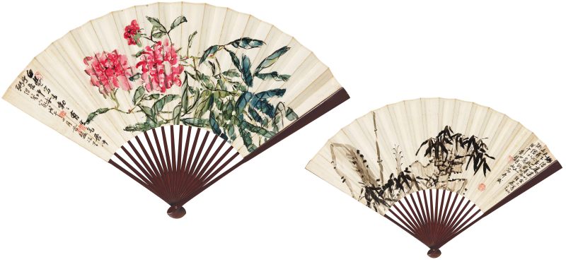 戊午（1918年）作 武曾保 牡丹·雨竹