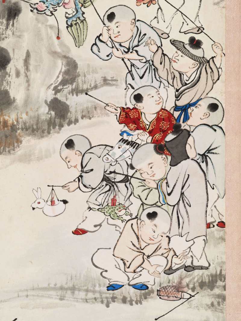 顾让 百子四屏 - 图36