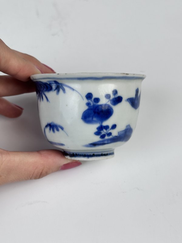 明晚期青花花鸟纹杯 - 图2