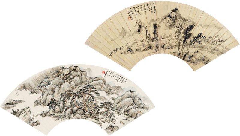 己未（1919年）作 何维朴、顾沄 山水二帧 - 图1