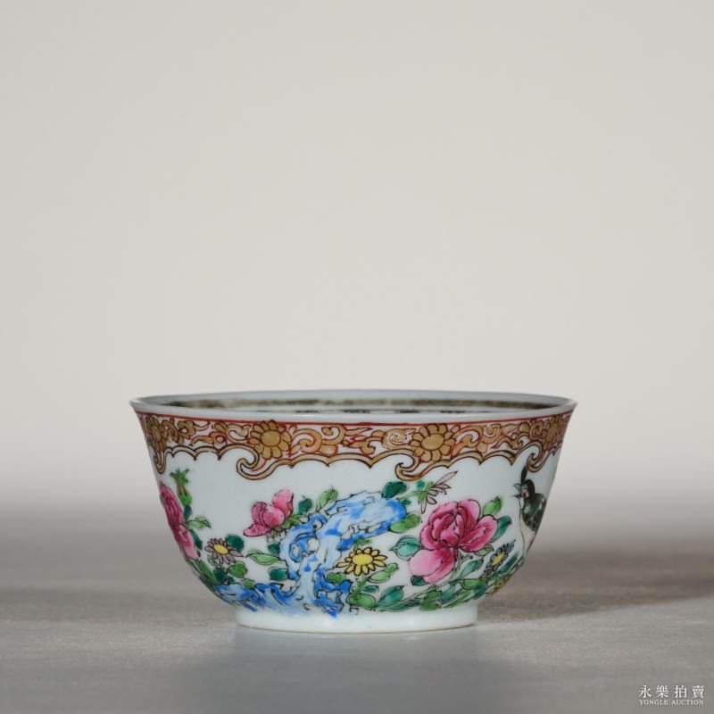 清雍正 粉彩花鸟纹杯 - 图2