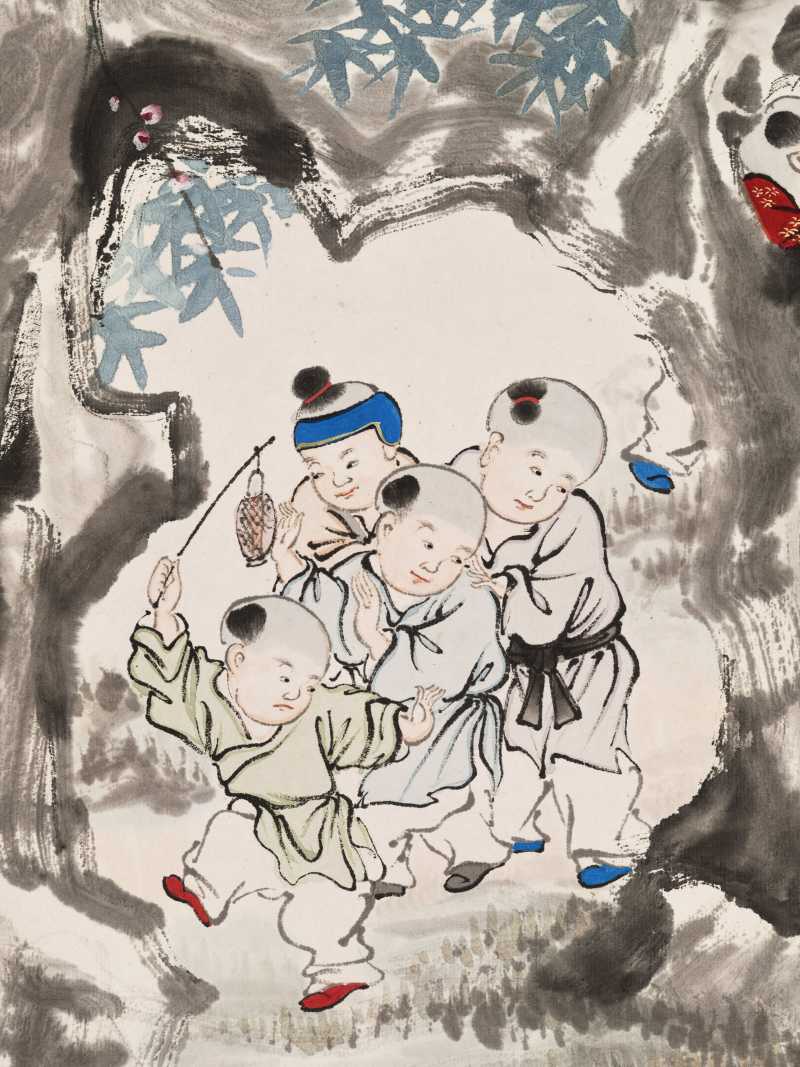 顾让 百子四屏 - 图37