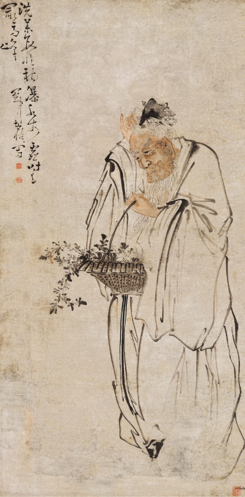 黄慎（款） 采花翁