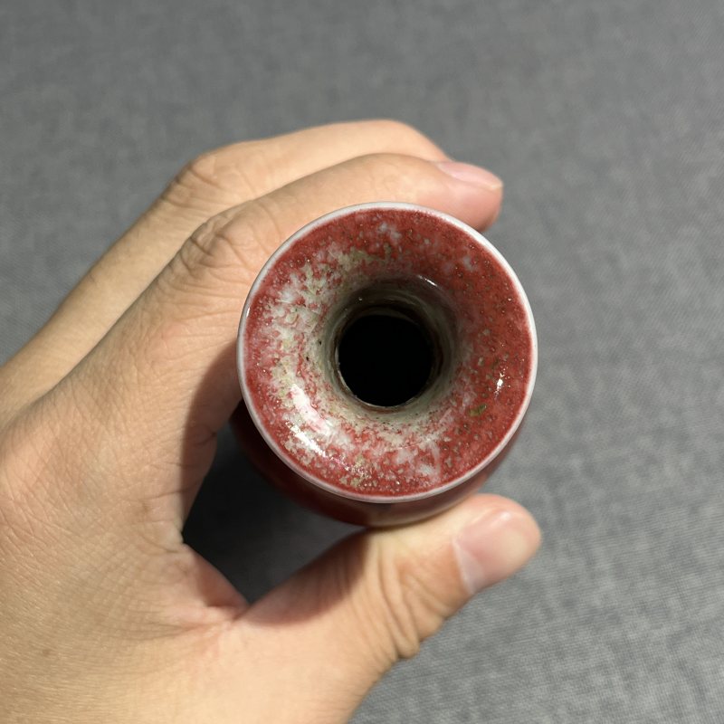 清晚期豇豆红釉柳叶瓶 - 图8