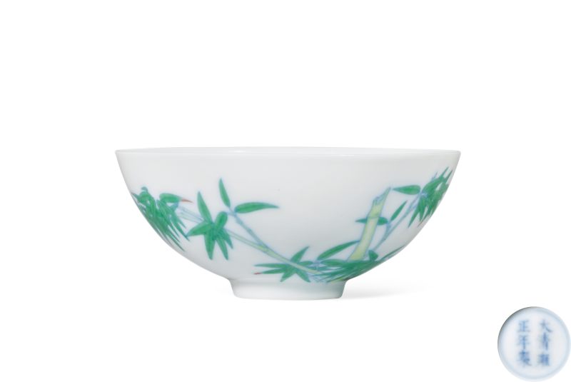 清雍正 鬥彩竹紋碗