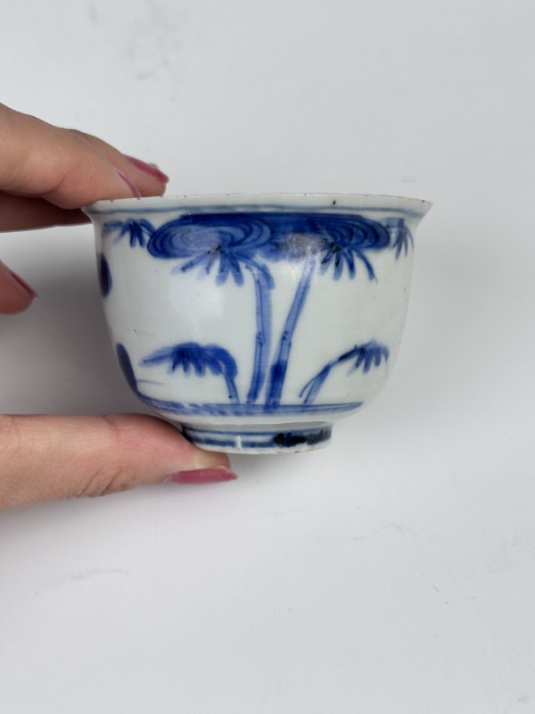 明晚期青花花鸟纹杯 - 图3