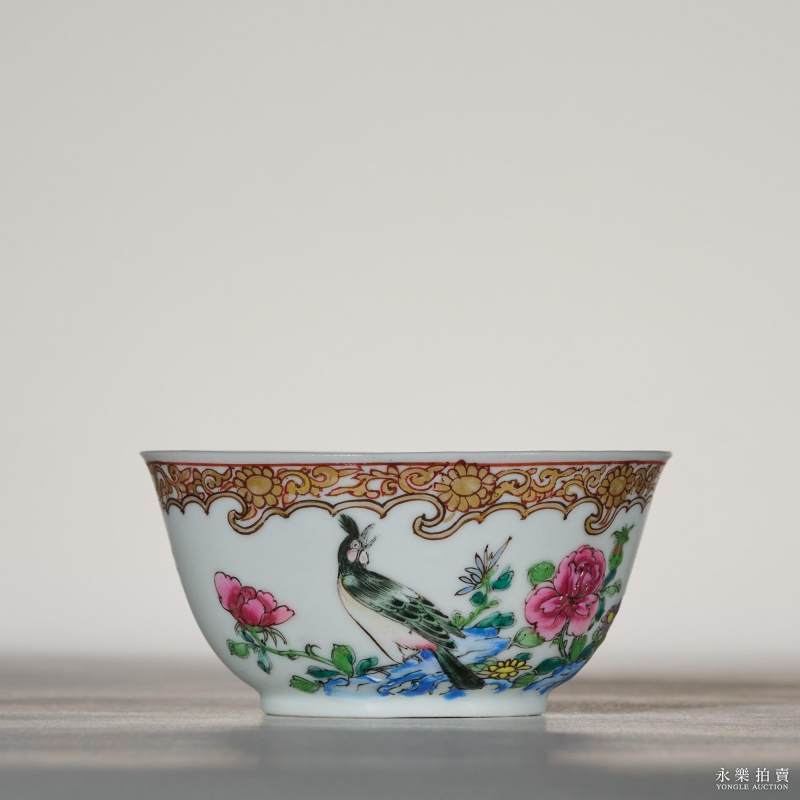 清雍正 粉彩花鸟纹杯 - 图3