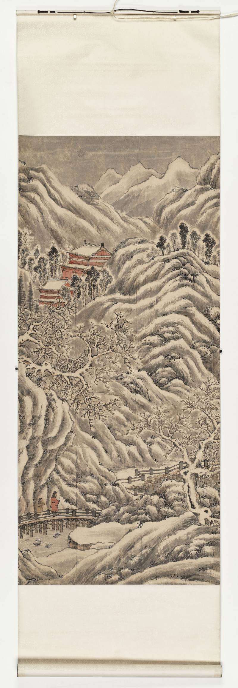 甲午（1834年）作 潘思牧（款） 仿戴文进关山积雪图通景六屏 - 图8
