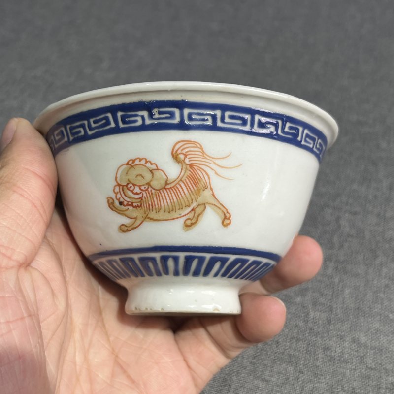 清乾隆粉彩狮子茶圆一对 - 图6