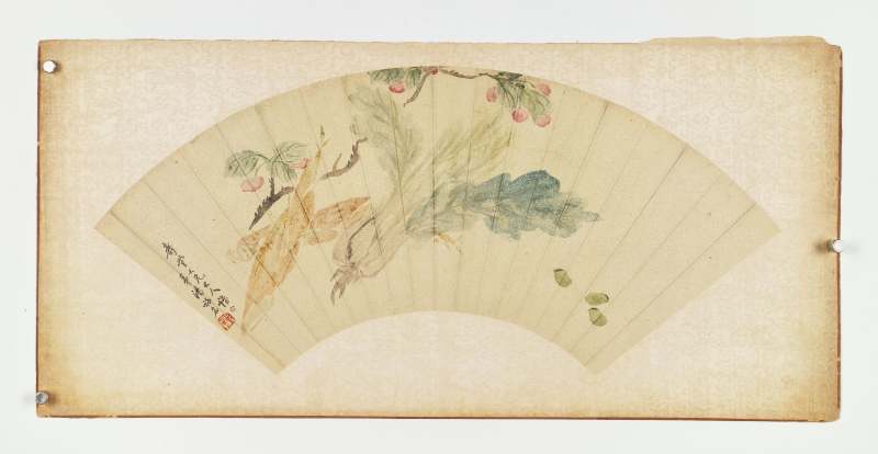 壬子（1852年）作 汤禄名 花果人物三帧 - 图2
