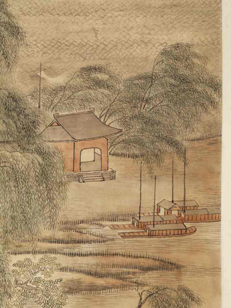 辛未（1751年）作 钱维城（款） 柳岸熏风图 - 图9