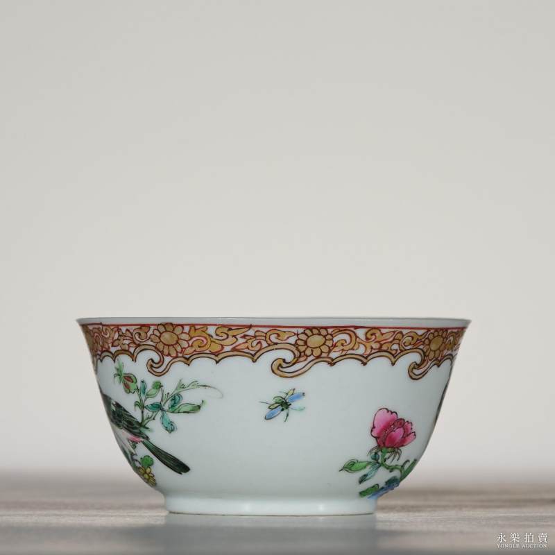清雍正 粉彩花鸟纹杯 - 图4