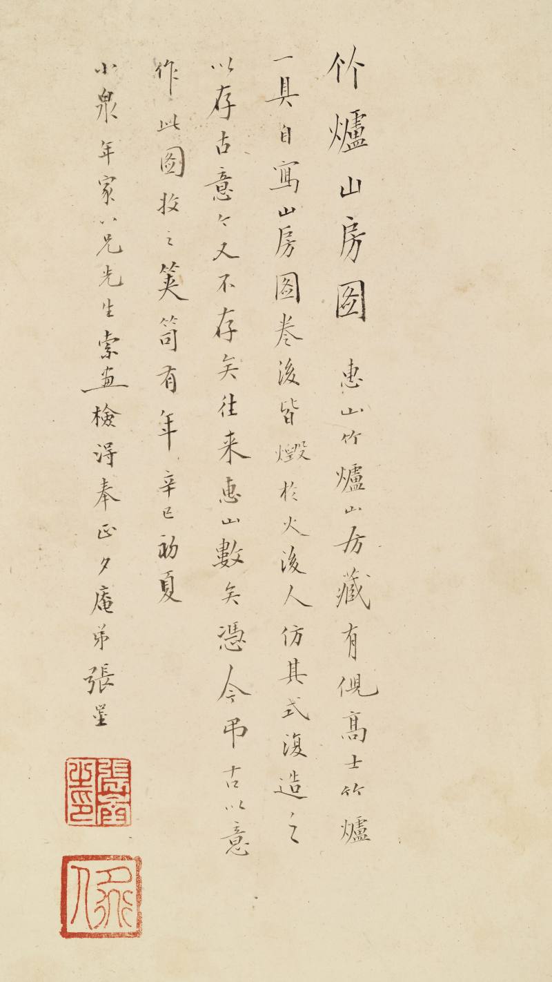 辛巳（1821年）作 张崟(款) 竹炉山房图 - 图9