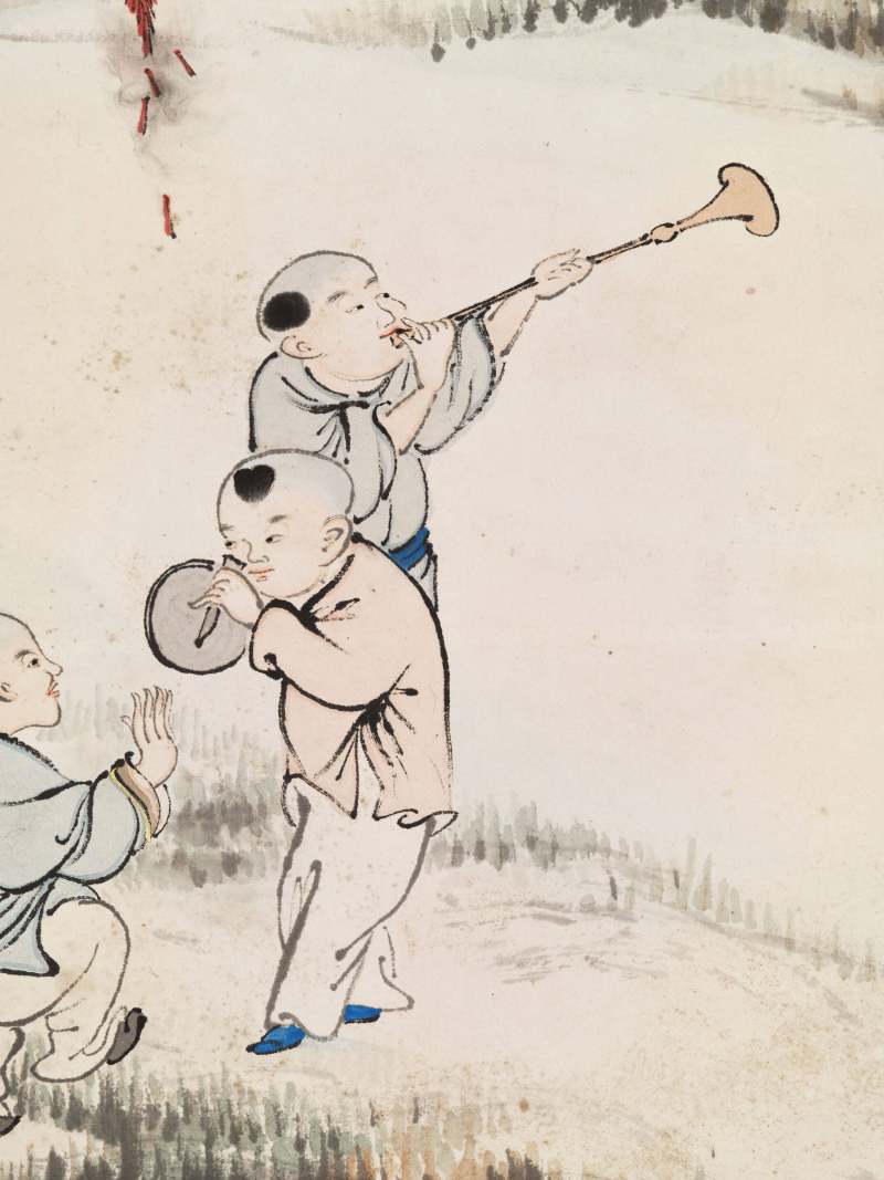 顾让 百子四屏 - 图38