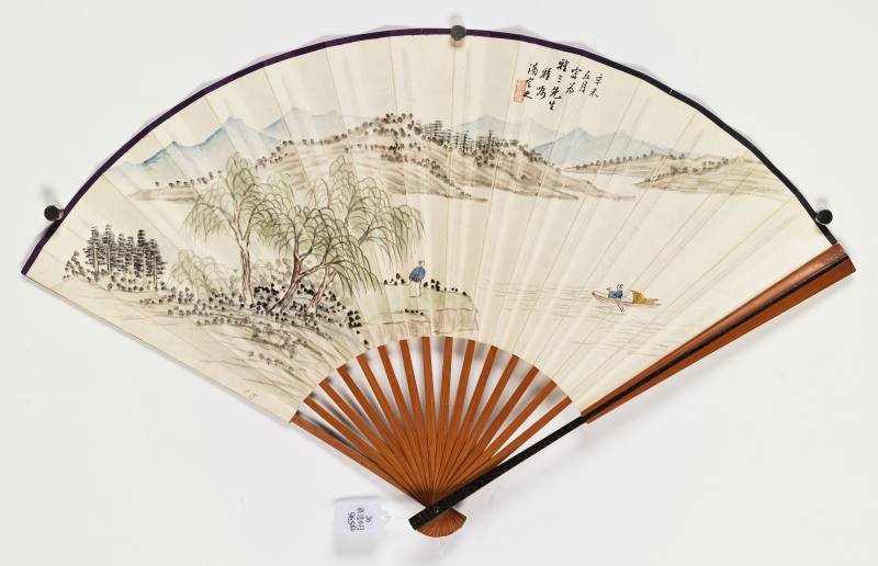 辛未（1931年）作 汤滌、黄山寿、金梦石 山水成扇两柄 - 图17