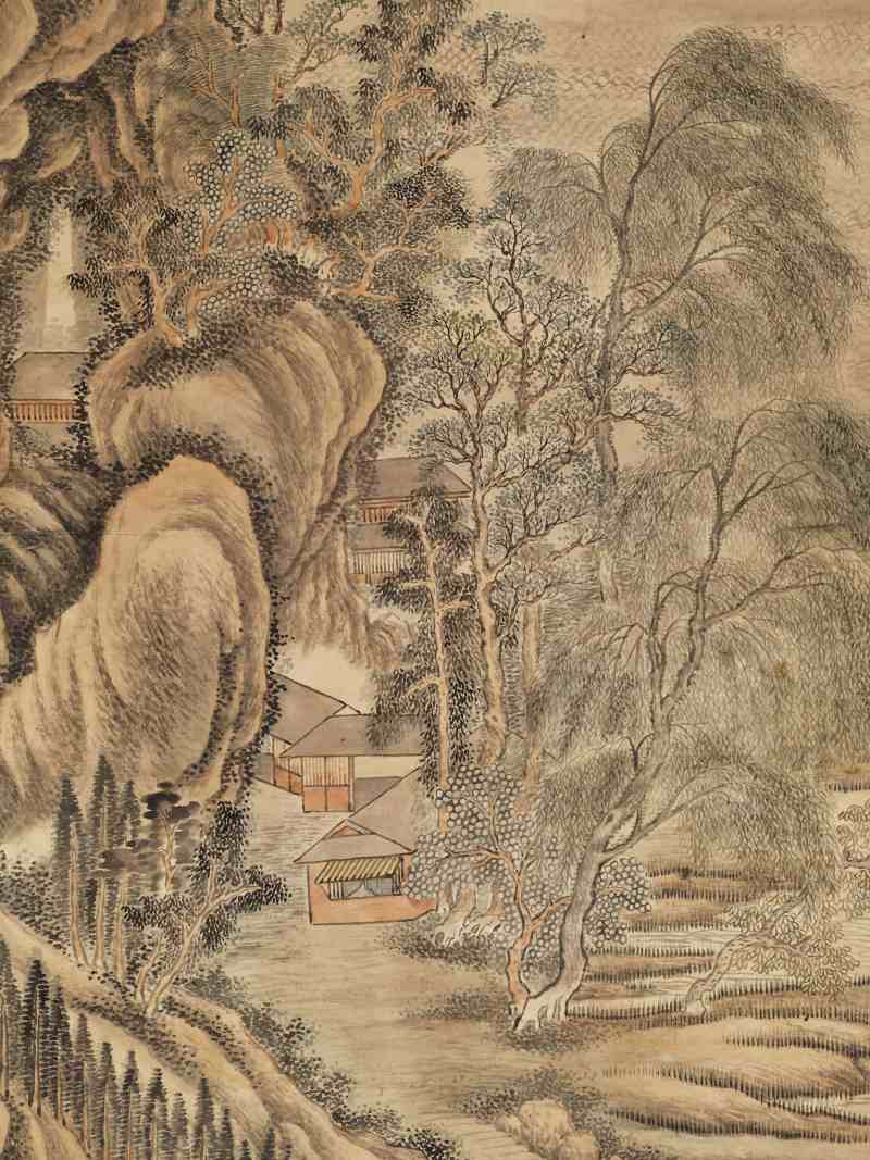 辛未（1751年）作 钱维城（款） 柳岸熏风图 - 图10