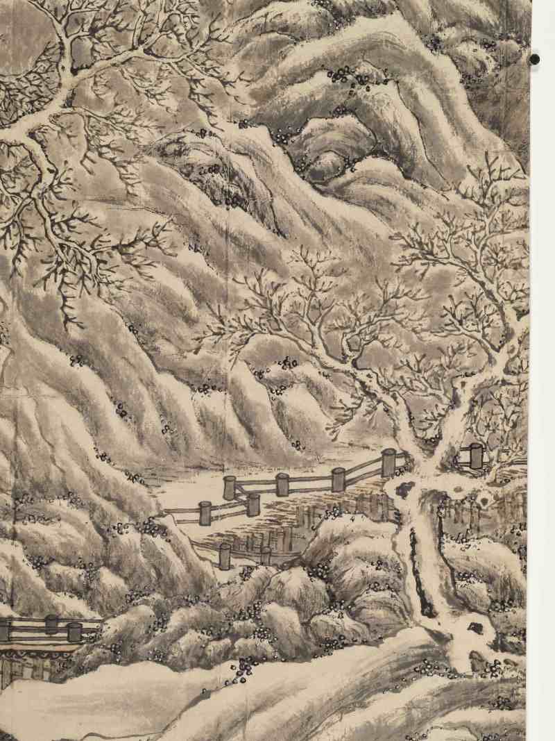 甲午（1834年）作 潘思牧（款） 仿戴文进关山积雪图通景六屏 - 图10
