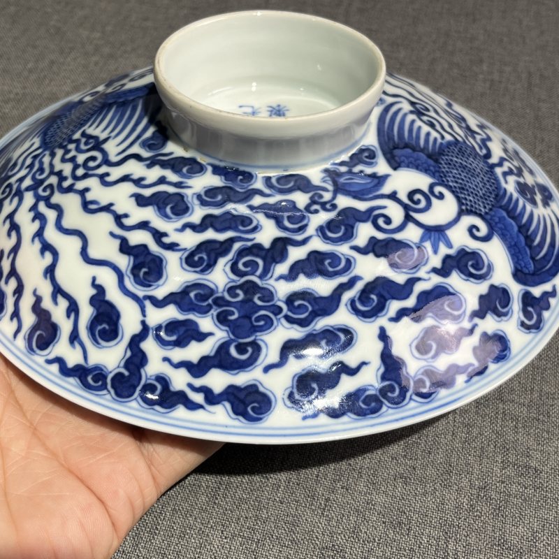 清光绪青花凤纹盖碗 - 图8