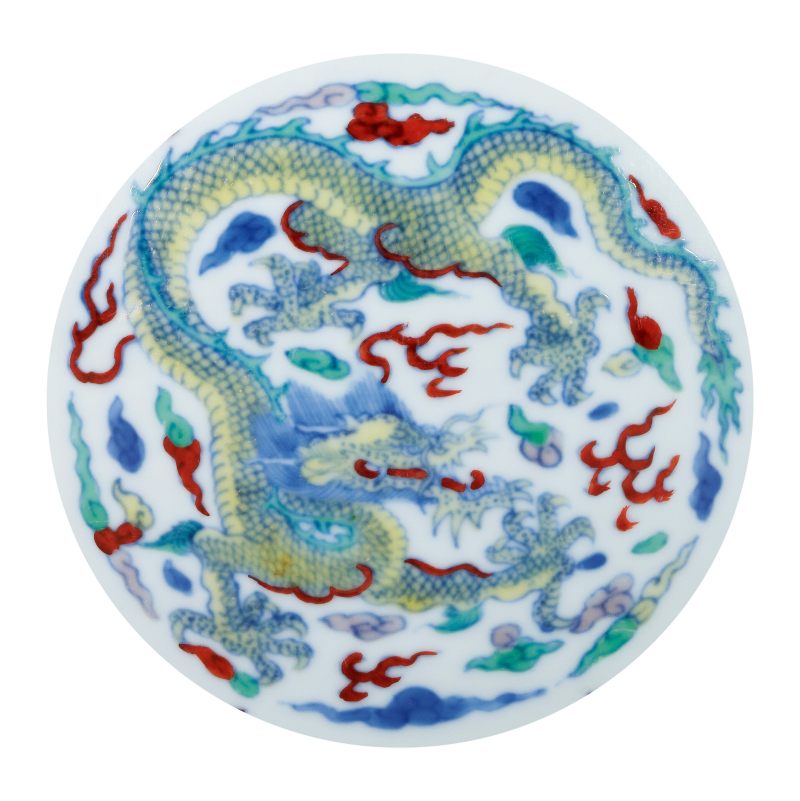 清雍正 鬥彩團龍紋罐 - 图3