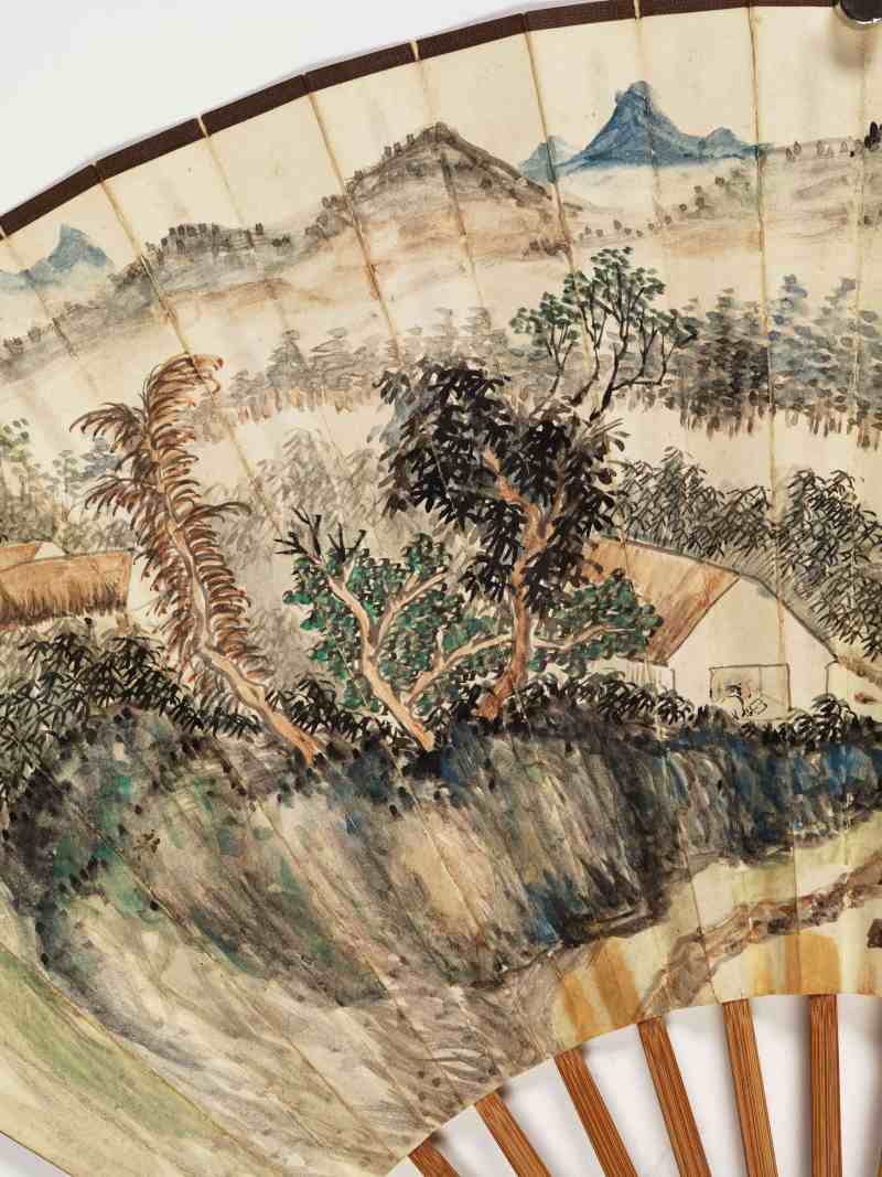 丙子（1936年）、昭阳作噩（1933年）、戊寅（1938年）作 尹绍崑、钱达根、寿玺 山水成扇两柄 - 图27